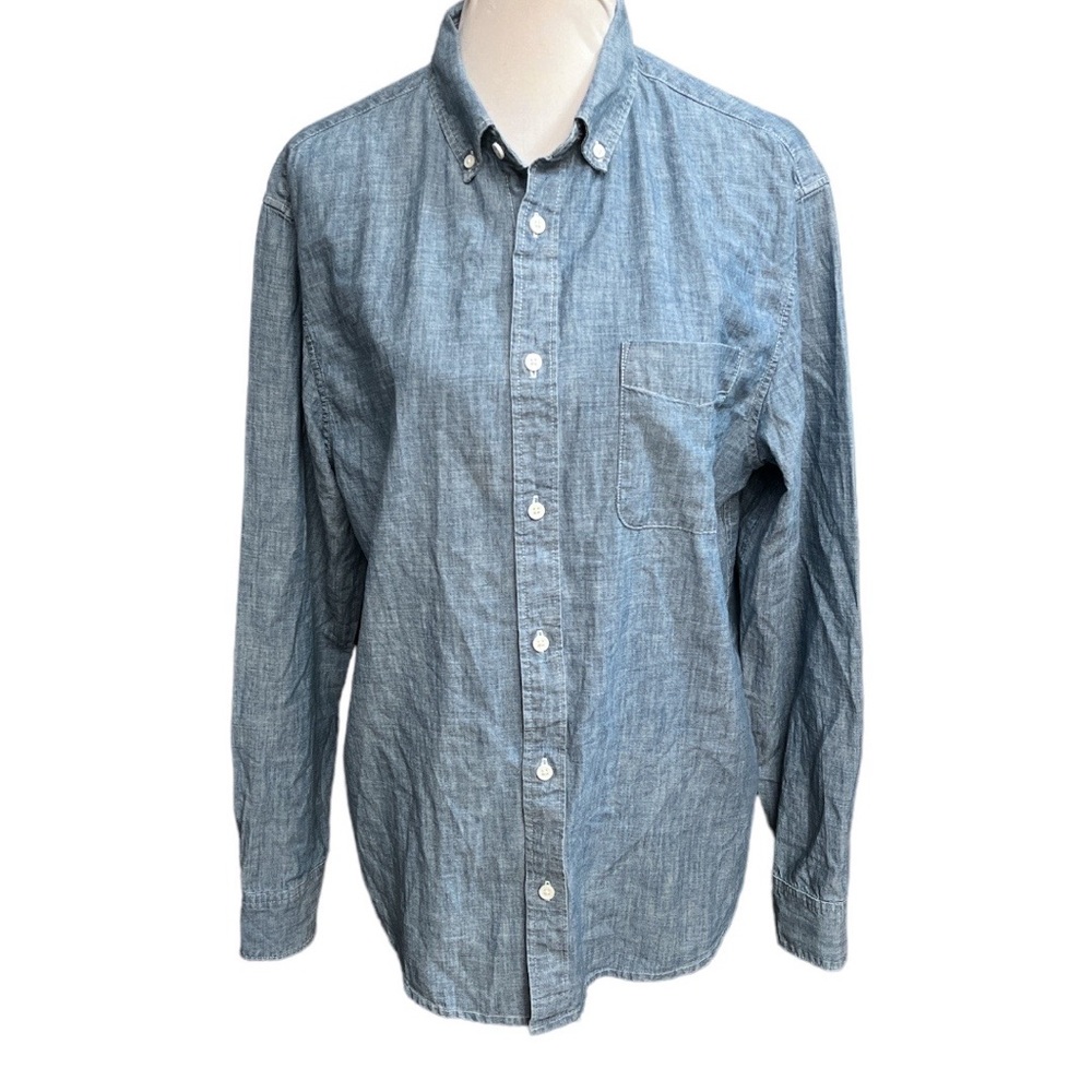 Everlane Relaxed Organic Cotton Chambray Long Sleeve Button Down Shirt Medium